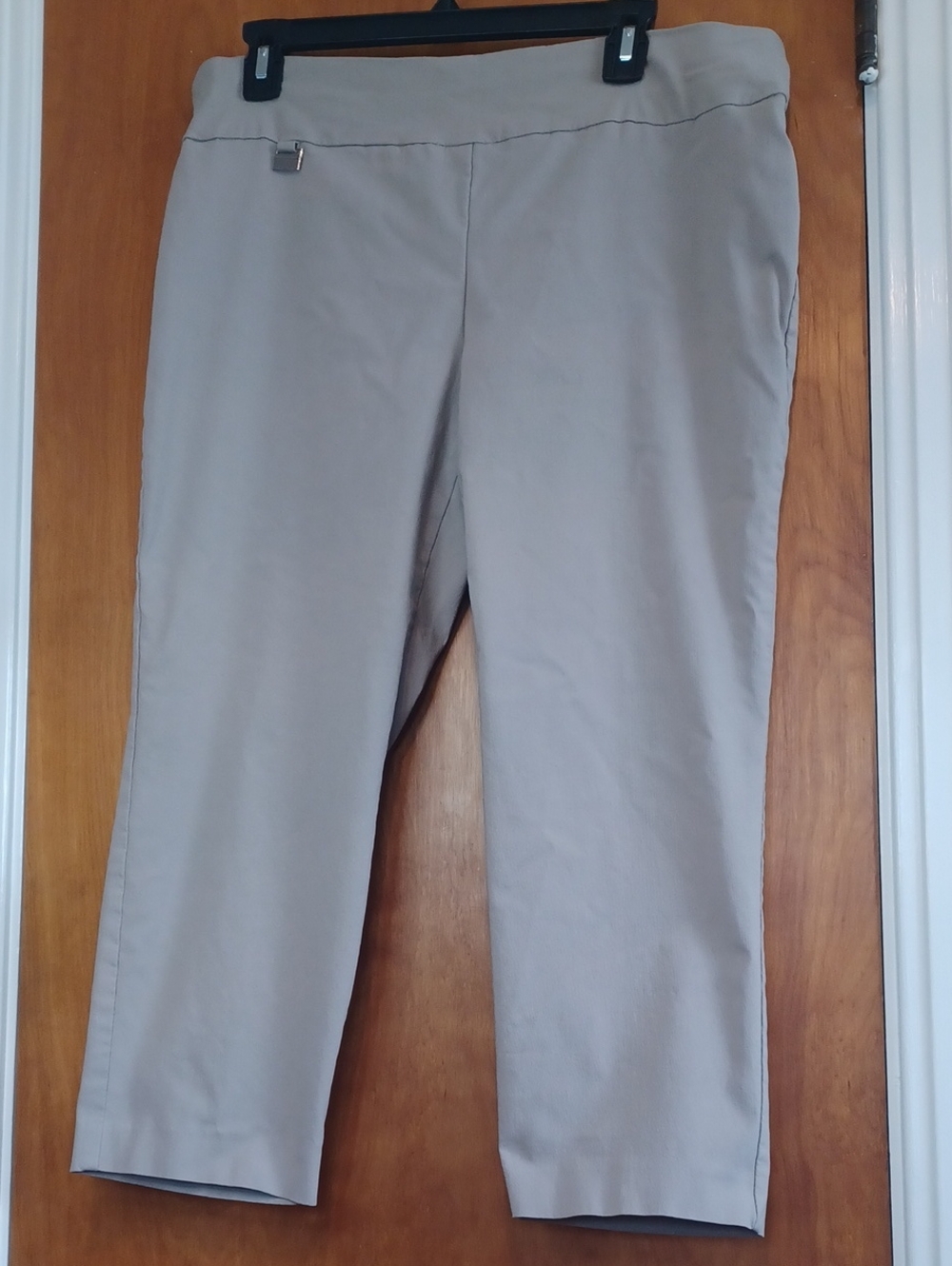Alfani Neutral Tan Cropped Pants Sz.16. Slimming Ab Panel. L.-22". R.10.5".W-36"